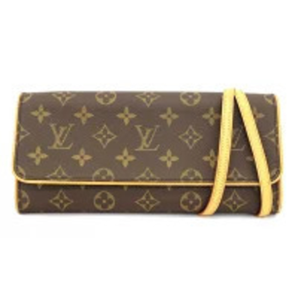 Louis Vuitton Pochette Twin Monogram Pouch Canvas Leather Brown